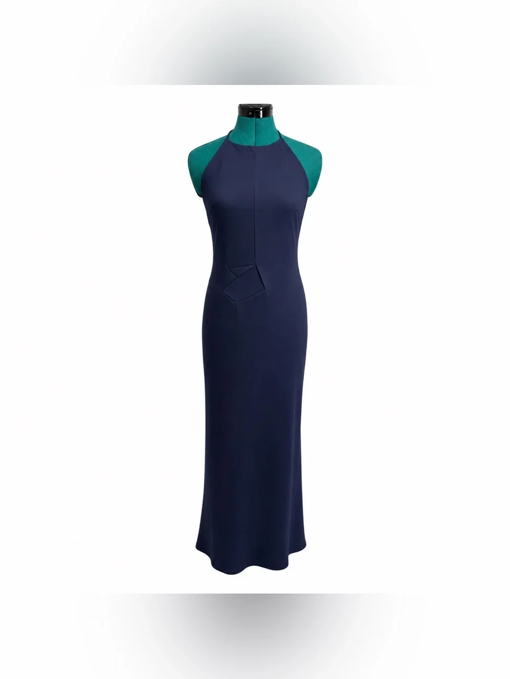 Reformation Jeany Silk Halter Maxi Dress Navy NWT Size L Open Back Bias Cut Gown - Picture 3 of 8